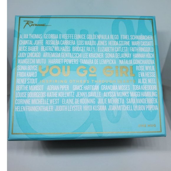 You Go Girl Accomplished Female Artists Mint Ceramic Mug 12 Oz w Gold Handle NIB - Picture 3 of 6